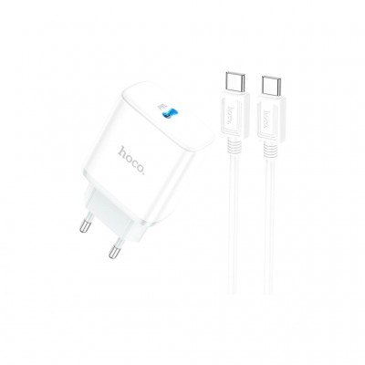 Зарядний пристрій HOCO C104A USB-C PD20W + cable USB-C to USB-C white (6931474782915)