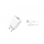 Зарядний пристрій XO 2xUSB 2.4A + cable USB to Micro 5P white (L57-M-WH)