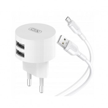 Зарядний пристрій XO 2xUSB 2.4A + cable USB to Micro 5P white (L62-M-WH)