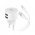 Зарядний пристрій XO 2xUSB 2.4A + cable USB to Micro 5P white (L62-M-WH)