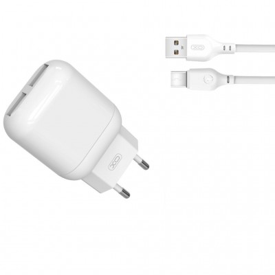 Зарядний пристрій XO 2xUSB 2.4A + cable USB to USB-C white (L78-TC-WH)