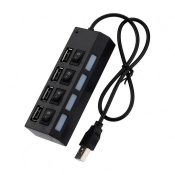 USB-хаб VOLTRONIC USB 2.0 to 4xUSB with switches black (YT-HWS4HS-B)
