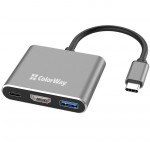USB-хаб Colorway USB-C 3-in-1 USB 3.0 + HDMI 4K + USB-C PD100W (CW-HUB08)