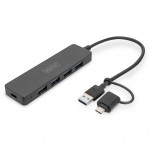 USB-хаб DIGITUS USB-C + USB-A to 4xUSB-A 0.2m black (DA-70235)