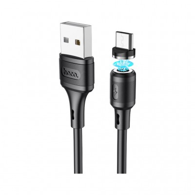 Дата кабель USB 2.0 AM to Micro 5P 1.0m 2.4A magnetic PVC X52 black HOCO (6931474735539)