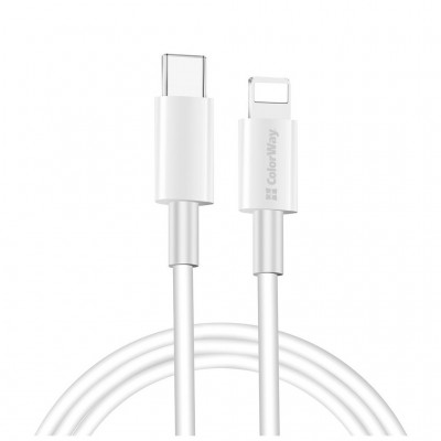 Дата кабель USB-C to Lightning 1.0m 3A white ColorWay (CW-CBPDCL032-WH)