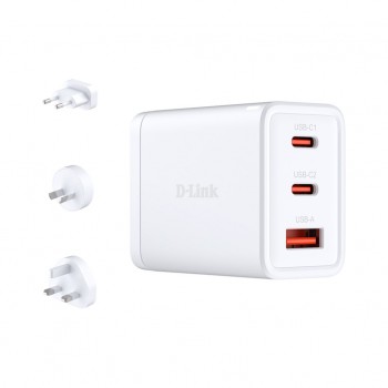Зарядний пристрій D-Link 2xUSB-C + 1xUSB-A 65W GaN white (DCP-651)