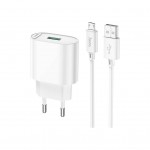 Зарядний пристрій HOCO C109A Fighter USB QC3.0 + cable Micro 5P White (6931474784827)