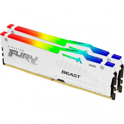 Пам'ять DDR5 32GB (2x16GB) 6000 MHz Beast RGB EXPO White Kingston Fury (ex.HyperX) KF560C36BWE2AK2-32