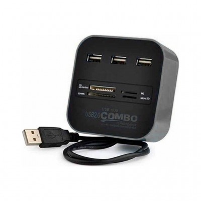 USB-хаб VOLTRONIC USB 2.0 to 3xUSB 2.0 + SD/MMC/TF/M2 black (CUB3-B)