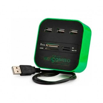 USB-хаб VOLTRONIC USB 2.0 to 3xUSB 2.0 + SD/MMC/TF/M2 green/black (CUB3-GB)