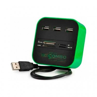 USB-хаб VOLTRONIC USB 2.0 to 3xUSB 2.0 + SD/MMC/TF/M2 green/black (CUB3-GB)