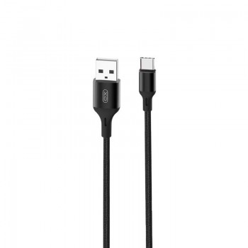 Дата кабель USB 2.0 AM to USB-C 1.0m braided NB143 black XO (6920680870684)