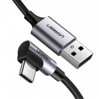 Дата кабель USB 2.0 AM to USB-C 1.0m US284 Angled Alum. Braid Black Ugreen (50941)
