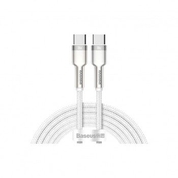 Дата кабель USB-C to USB-C 2.0m Cafule Metal PD 100W white Baseus (CATJK-D02)