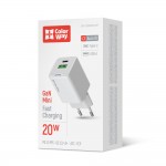 Зарядний пристрій ColorWay GaN Mini 20W PD Port PPS USB (Type-C PD + USB QC4.0) White (CW-CHS062PD-WT)