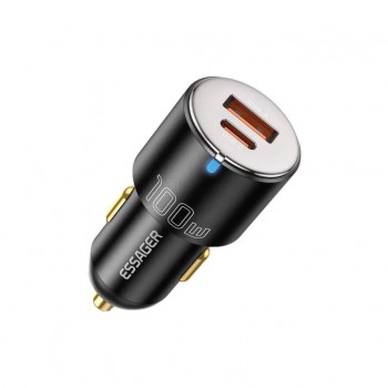 Зарядний пристрій Essager 1xUSB-C 100W + 1xUSB black (ECCAC-QTZ01)