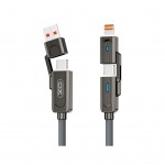 Дата кабель USB 2.0 AM to USB-C + USB 2.0 AM to Lightning 1.0m 60W gray XO (NB275_4-in-1_Gray)