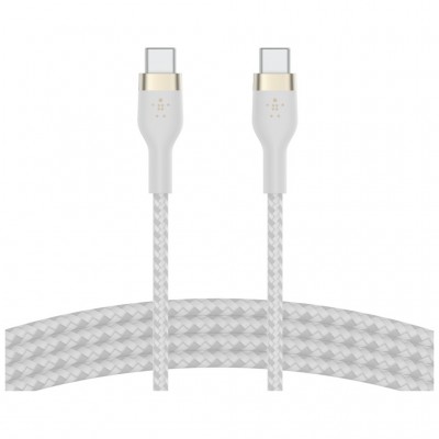 Дата кабель USB-C to USB-C 1.0m BRAIDED SILICONE white Belkin (CAB011BT1MWH)