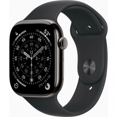 Смарт-годинник Apple Watch Series 11 GPS + Cellular 46mm Slate Titanium Case with Black Sport Band - M/L (MFD24RK/A) Смарт-годинник Apple Watch Series 11 GPS + Cellular 46mm Slate Titanium Case with Black Sport Band - M/L (MFD24RK/A)