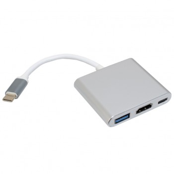 USB-хаб PATRON USB-C to HDMI + USB 3.0 + USB-C 0.1m black (ADAPT-PN-TYPE-C-HUB)