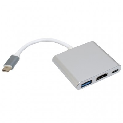 USB-хаб PATRON USB-C to HDMI + USB 3.0 + USB-C 0.1m black (ADAPT-PN-TYPE-C-HUB)