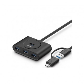 USB-хаб UGREEN USB 3.0 to 4xUSB + USB-C plug 1.0m CR113 black (40850)