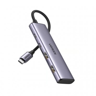 USB-хаб UGREEN USB-C to 2xUSB 3.0 + 2xUSB-C CM473 gray (15395)