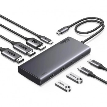 USB-хаб UGREEN USB-C to 2xUSB 3.2 + 2xUSB-C 3.2 + 2xHDMI + DP 4K6 (35625)