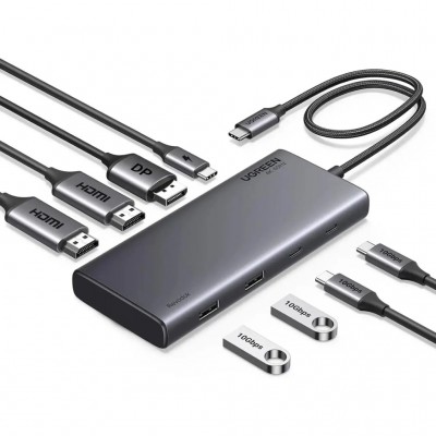 USB-хаб UGREEN USB-C to 2xUSB 3.2 + 2xUSB-C 3.2 + 2xHDMI + DP 4K6 (35625)