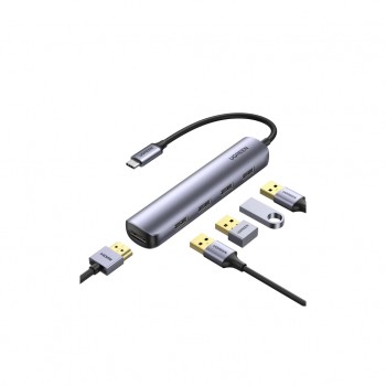 USB-хаб UGREEN USB-C to 4xUSB 3.0 + HDMI CM417 gray (20197)