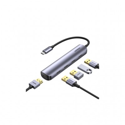 USB-хаб UGREEN USB-C to 4xUSB 3.0 + HDMI CM417 gray (20197)