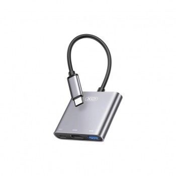 USB-хаб XO USBC to USBCPD100W + HDMI 4K30Hz + USB 3.0 grey (HUB011.tranish)