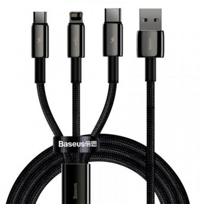 Дата кабель USB 2.0 AM to Lightning + Micro 5P + Type-C 1.5m 3.5A black Baseus (CAMLTWJ-01)