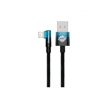 Дата кабель USB 2.0 AM to Lightning 2.0m 2.4A 90° corner black/blue Baseus (CAVP000121)