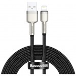 Дата кабель USB 2.0 AM to Lightning 2.0m 2.4A metal black Baseus (CALJK-B01)