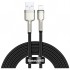 Дата кабель USB 2.0 AM to Lightning 2.0m 2.4A metal black Baseus (CALJK-B01)