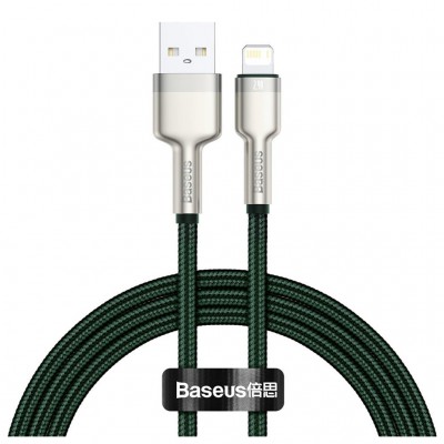 Дата кабель USB 2.0 AM to Lightning 2.0m 2.4A metal green Baseus (CALJK-B06)