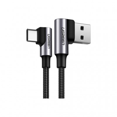 Дата кабель USB 2.0 AM to USB-C 0.5m 3A 90° corner US176 black Ugreen (20855)