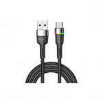 Дата кабель USB 2.0 AM to USB-C 0.5m 3A LED black Essager (EXCT-XCDB01)