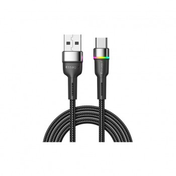 Дата кабель USB 2.0 AM to USB-C 0.5m 3A LED black Essager (EXCT-XCDB01)