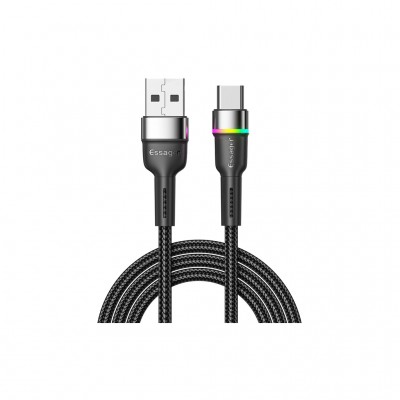 Дата кабель USB 2.0 AM to USB-C 0.5m 3A LED black Essager (EXCT-XCDB01)