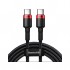 Дата кабель USB-C to USB-C 2.0m PD2.0 100W (20V/5A) red+black Baseus (CATKLF-AL91)