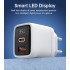 Зарядний пристрій Choetech 1xUSB + 1xUSB-C PD35W with display white (PD6052-EU-WH)