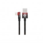 Дата кабель USB 2.0 AM to Lightning 1.0m 2.4A 90° corner black/red Baseus (CAVP000020)