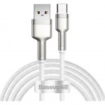 Дата кабель USB 3.1 AM to USB-C 2.0m 6.0A 66W Cafule Series Metal White Baseus (CAKF000202)