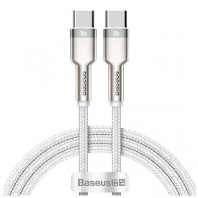 Дата кабель USB-C to USB-C 1.0m 100W metal white Baseus (CATJK-C02)