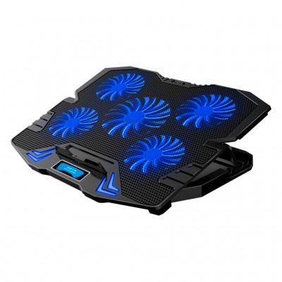 Підставка до ноутбука IceCoorel 10-15", 1*125mm 1400 RPM + 4*70mm 2500 RPM, 2*USB, 365x297x30mm, Blue (K5Bl)