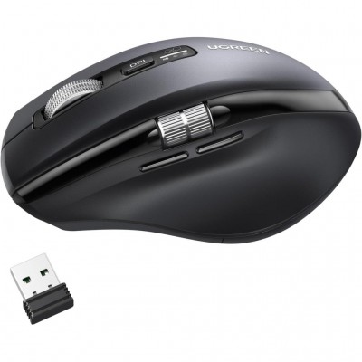 Мишка UGREEN 2.4GHz&BT M751 Ergonomic Contoured-Shape, бездротова, 5000dpi., 5кн., Чорна