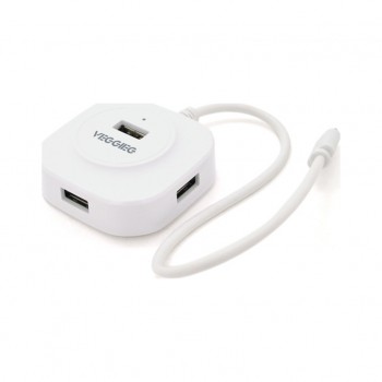 USB-хаб Veggieg USB-C 4xUSB 2.0 0.2m white (YT-TC-V-C242)